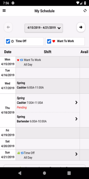 Radar Schedules Screenshot 1