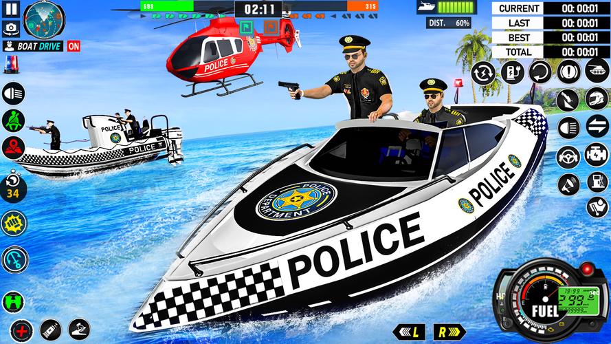 Police Boat Chase Crime Games Tangkapan skrin 3