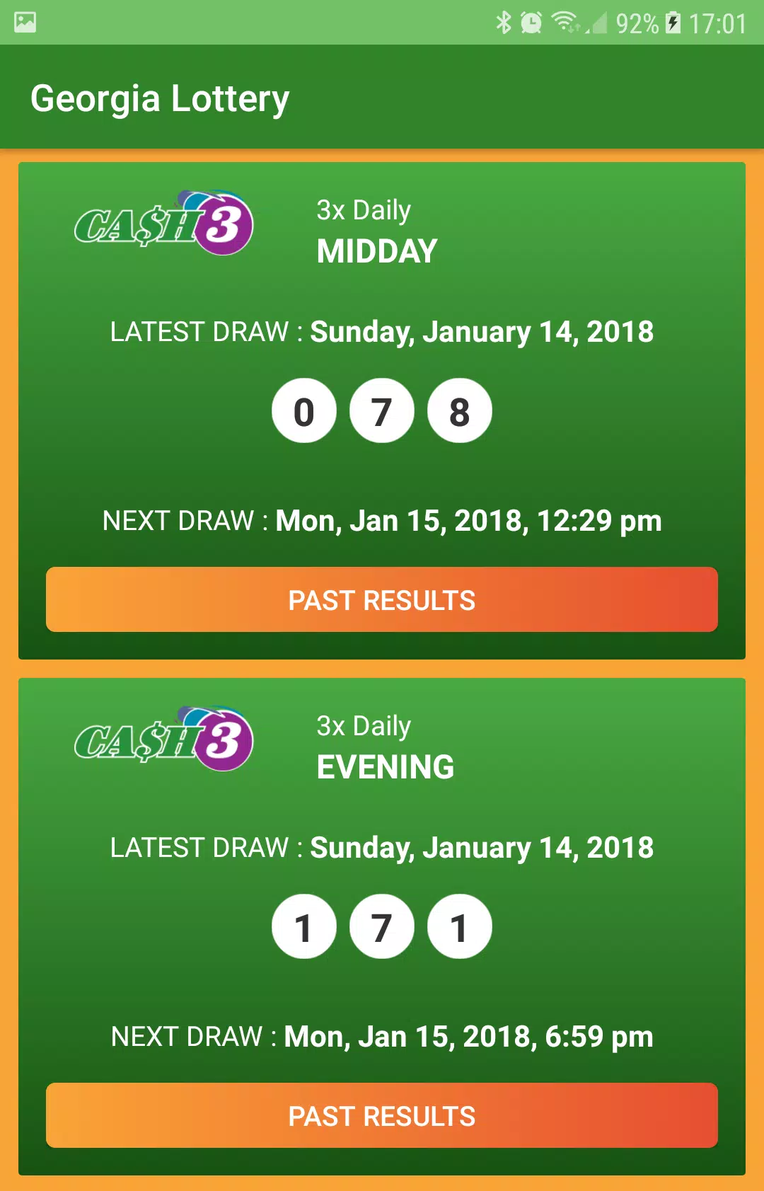 Georgia Lottery Results Zrzut ekranu 0