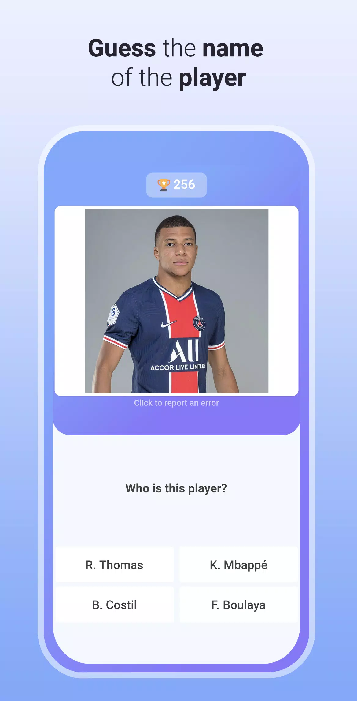 Quiz Soccer - Guess the name Ảnh chụp màn hình 0