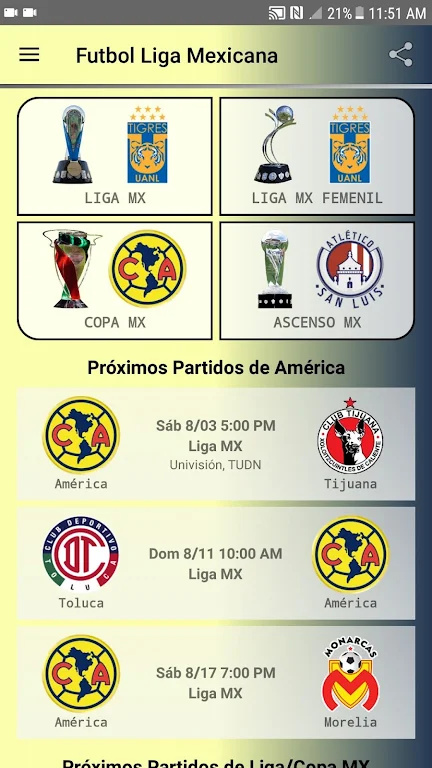 SoccerLair Mexican Leagues 스크린샷 1