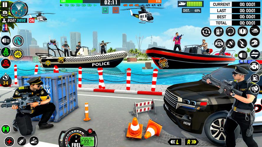 Police Boat Chase Crime Games Tangkapan skrin 1