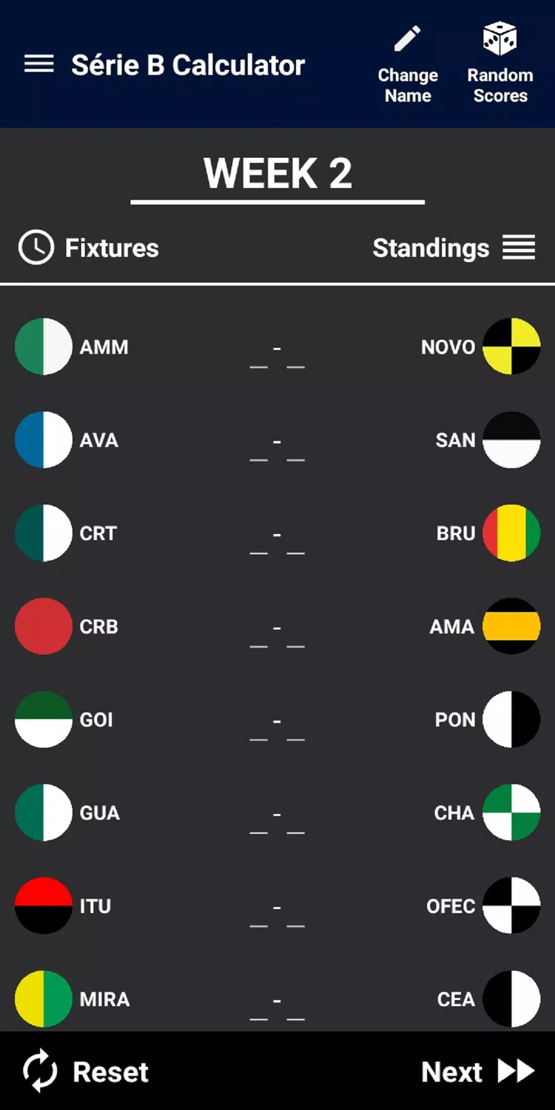 Brasileiro Série B Calculator Schermafbeelding 1