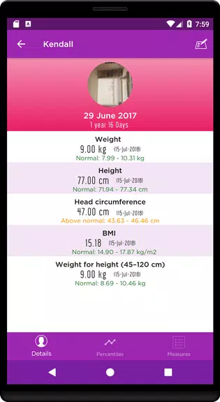 Schermata Child Growth Tracking 3