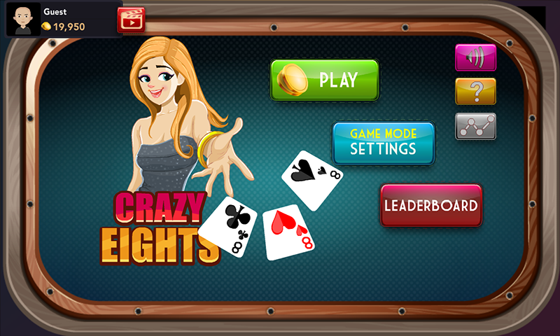 Offline Crazy Eights - Free Card Game Schermafbeelding 0