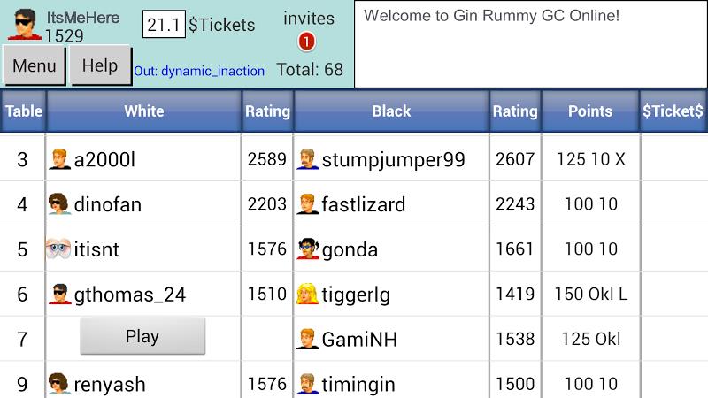 Gin Rummy GC Online Capture d'écran 1