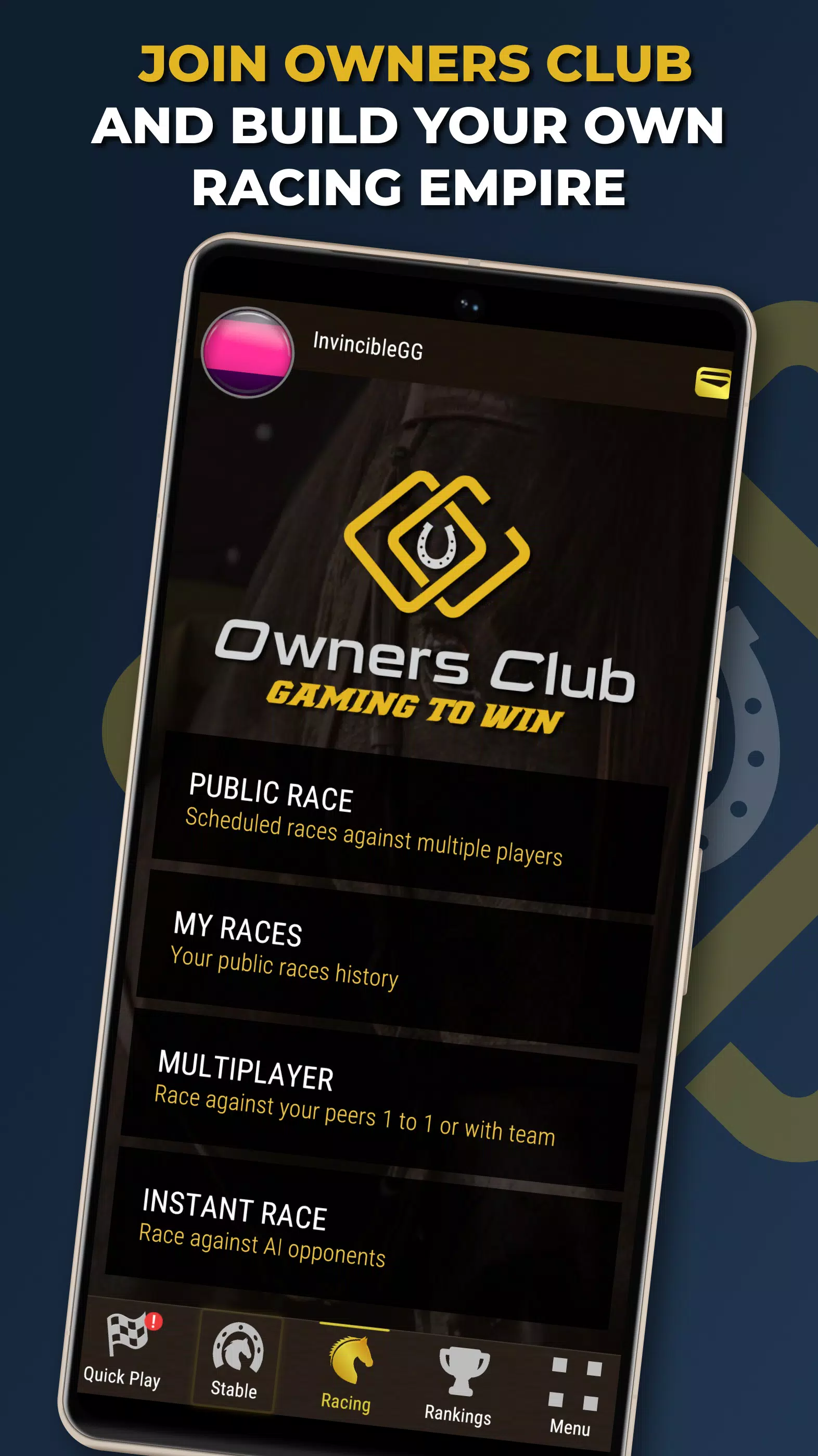 Owners Club - AI Horse Racing Zrzut ekranu 0