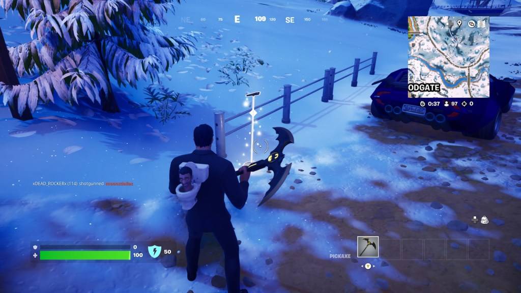 The microphone stand, another item to locate on the Fortnite Winterfest 2024 trail