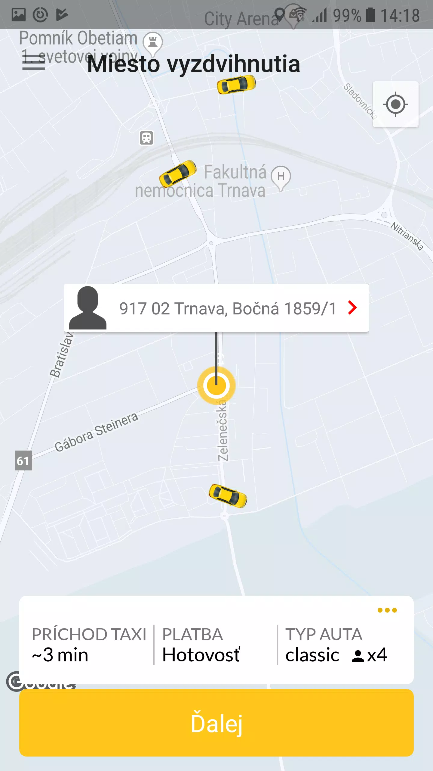 Schermata Yellow Taxi Trnava 1