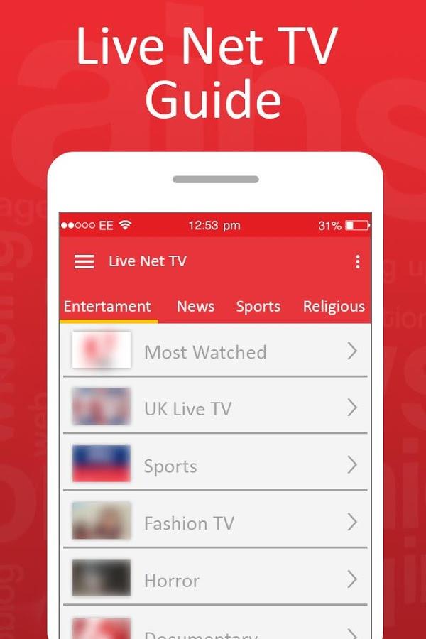 Live Net TV Streaming Guide Screenshot 1