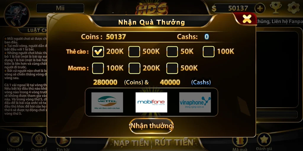 Game bài nhận quà khủng - HDG ဖန်သားပြင်ဓာတ်ပုံ 2