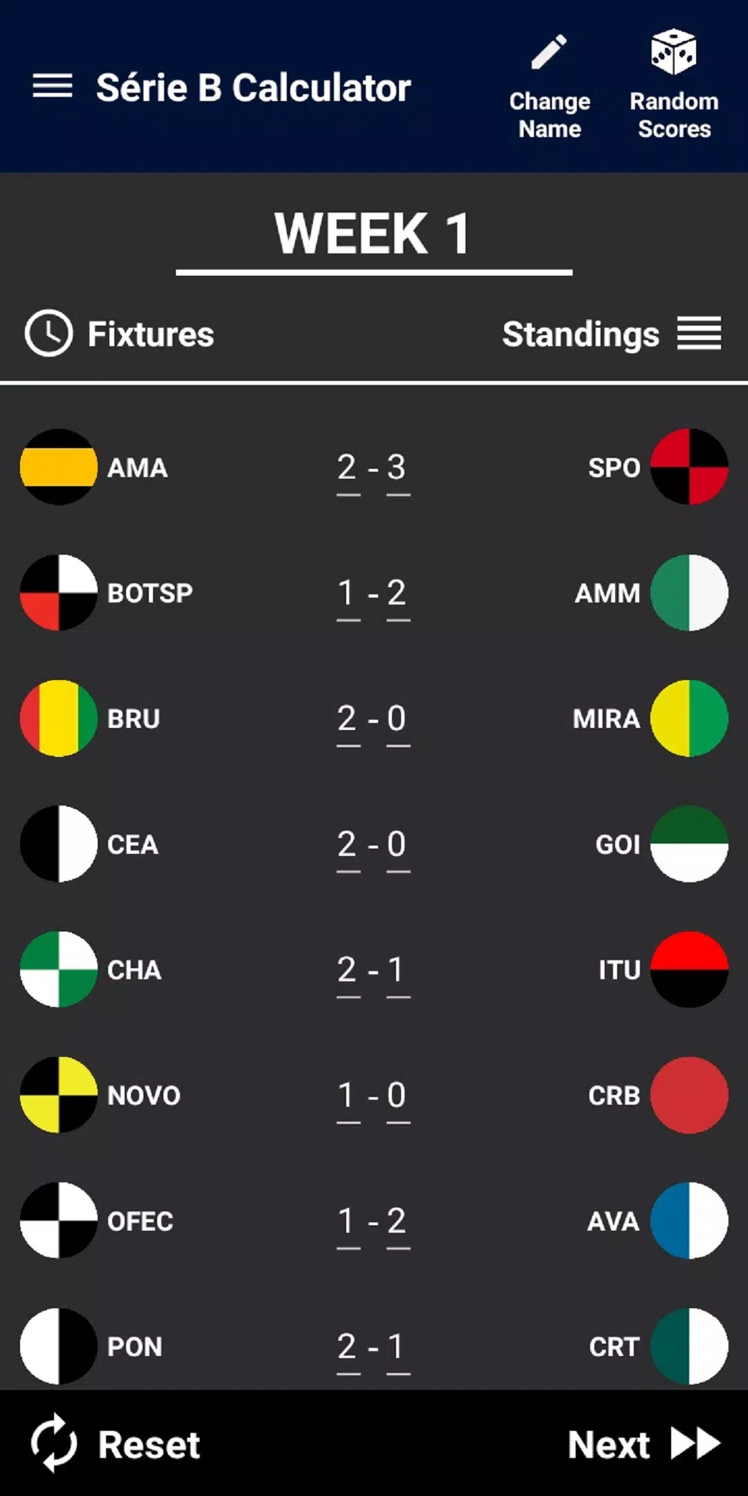 Brasileiro Série B Calculator Schermafbeelding 0