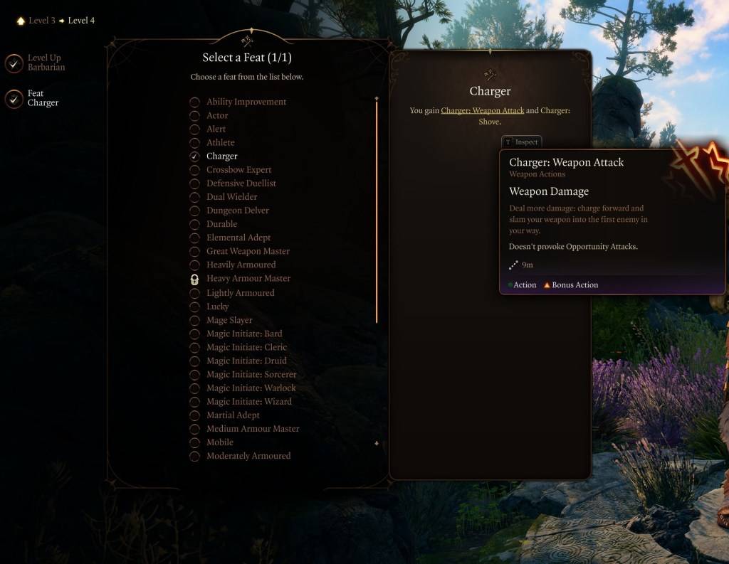 Obraz pokazujący wyczyn ładowarki w Baldur's Gate 3 (BG3), jako część artykułu o najlepszych wyczynach do wyboru dla klasy.