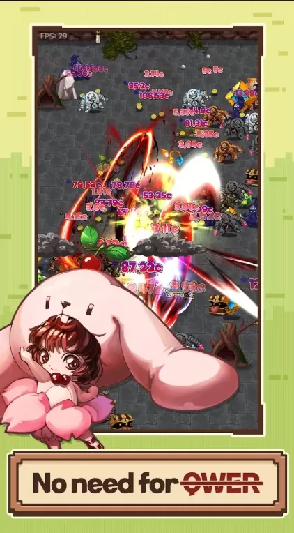 ミニマルなピクセルアートを特徴とするドーパミンヒット放置系RPGのゲームプレイ