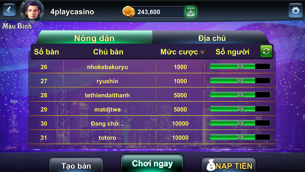 Schermata 4Play - Mau Binh Online 1