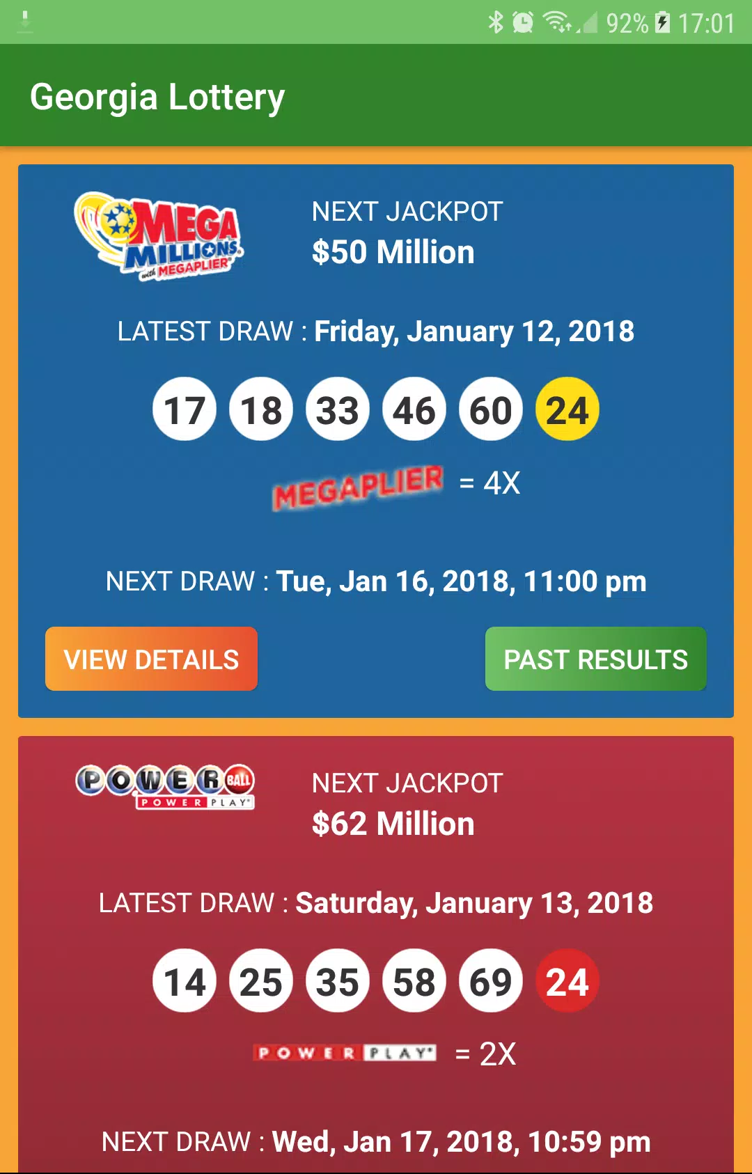 Georgia Lottery Results Zrzut ekranu 2