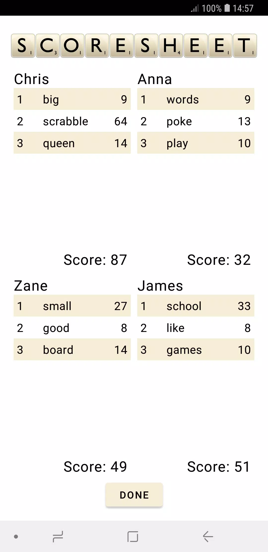 Scrabble Score Ekran Görüntüsü 3