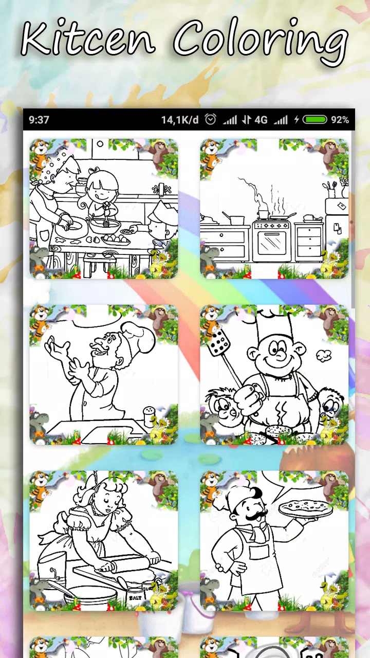 Coloring Kitchen Cooking page ဖန်သားပြင်ဓာတ်ပုံ 2