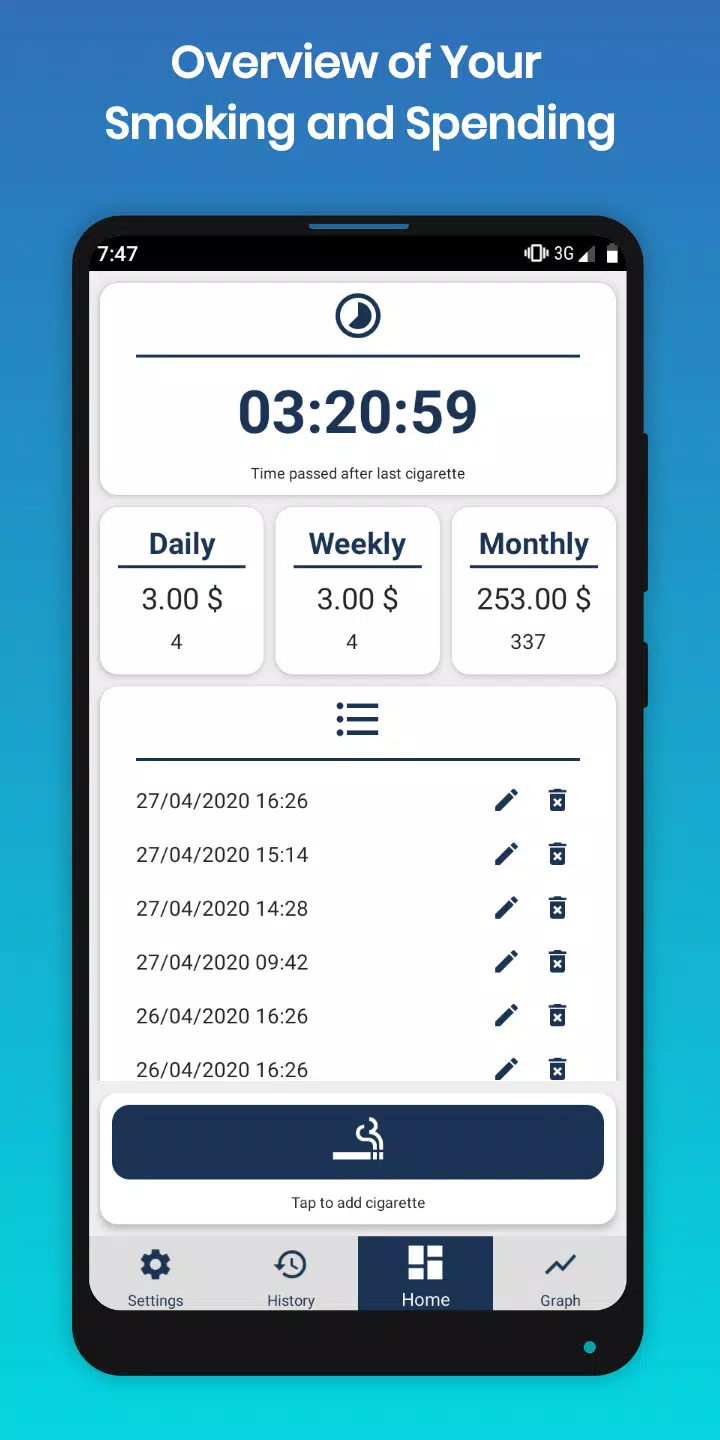 Schermata Cigarette Counter and Tracker 1