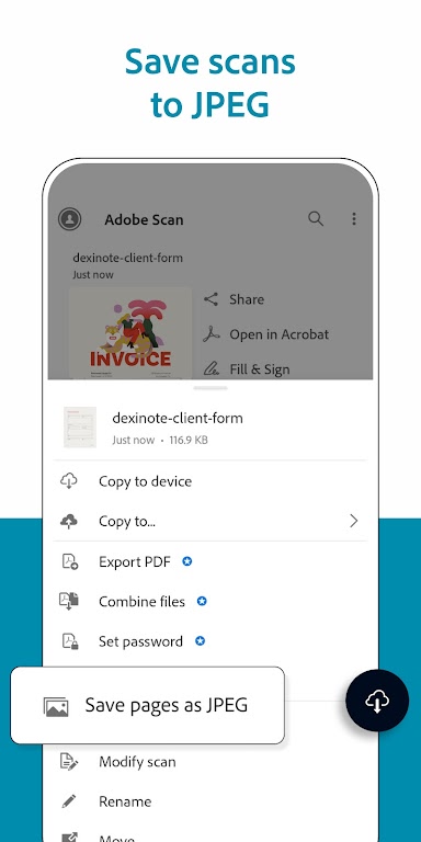 Schermata Adobe Scan: PDF Scanner, OCR Mod 3
