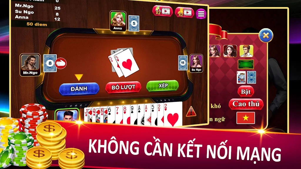 Tien Len - Thirteen - Mien Nam Offline - Chip Capture d'écran 2