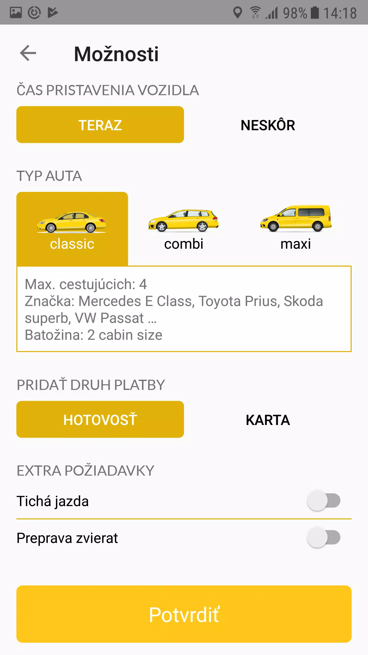 Schermata Yellow Taxi Trnava 3