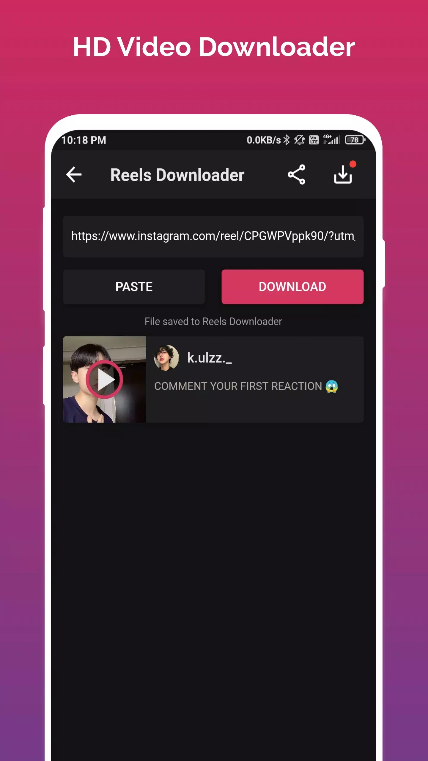 Reels Video Downloader Ekran Görüntüsü 0
