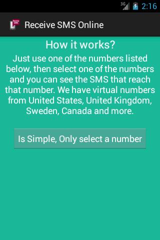 Receive SMS Online Скриншот 3