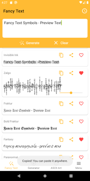 Fancy Text Symbols ဖန်သားပြင်ဓာတ်ပုံ 0