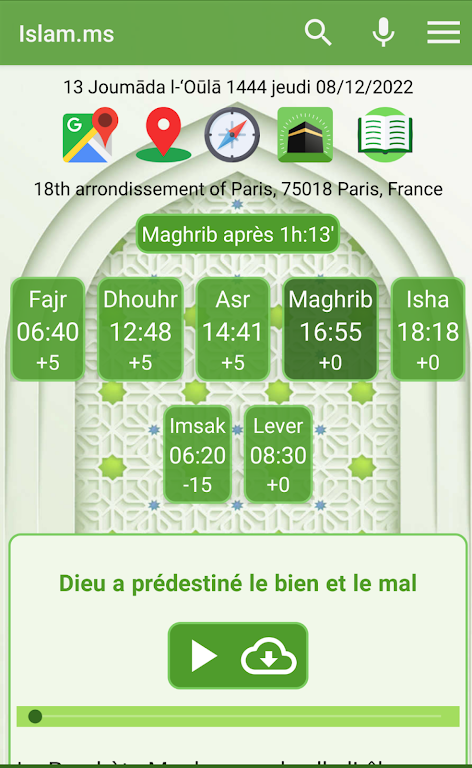 Schermata Islam.ms Prayer Times & Qiblah 0