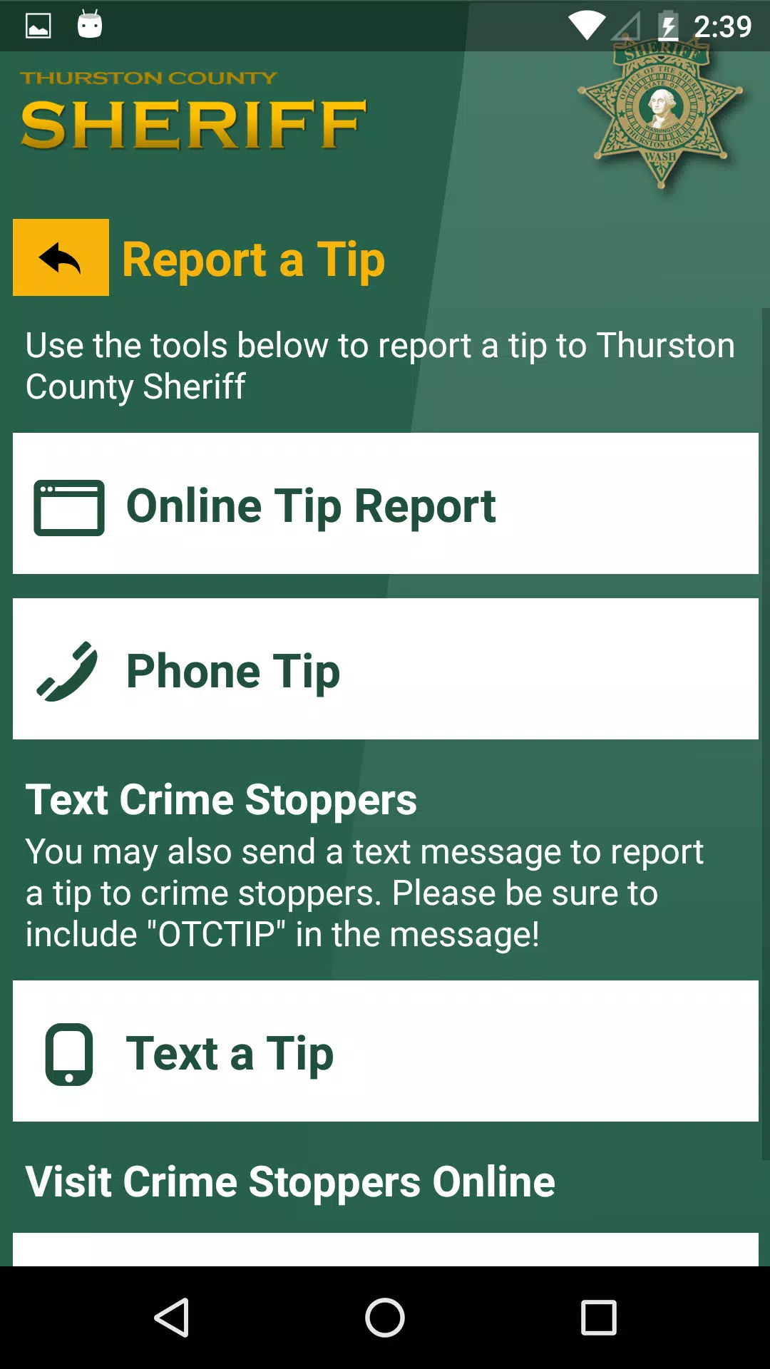 Thurston County Sheriff Captura de tela 1