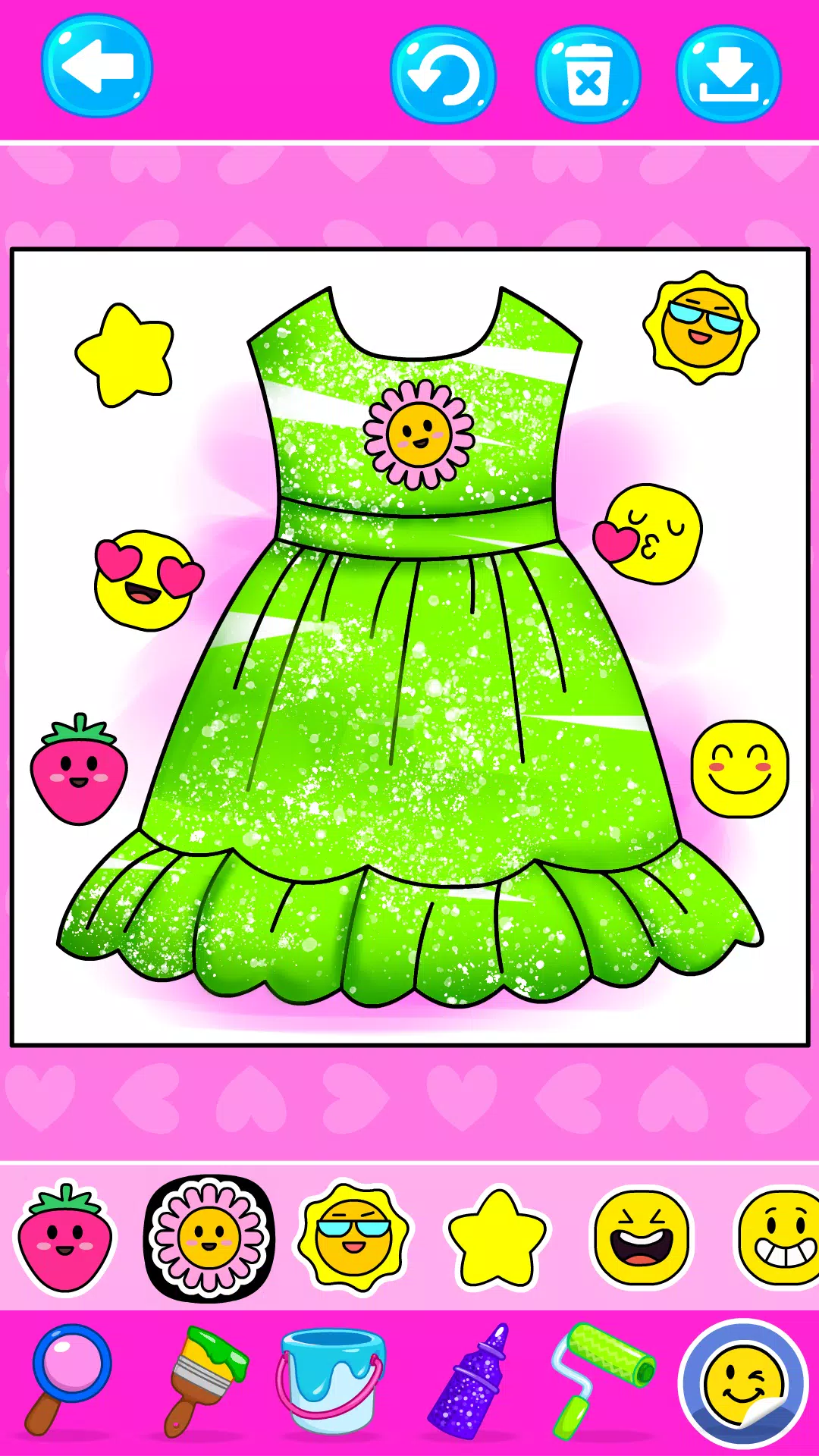 Girls Glitter Dress Coloring Schermafbeelding 3