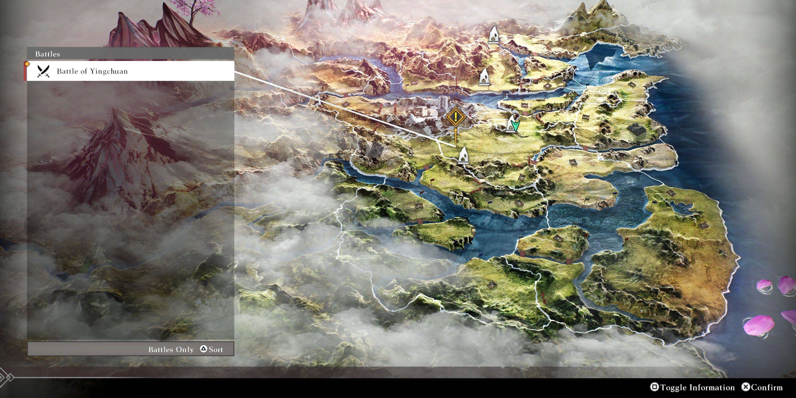 Dynasty Warriors: Origins Map Screen with Information