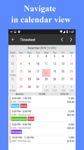 Feuille temps - Heures travail Capture d'écran 1