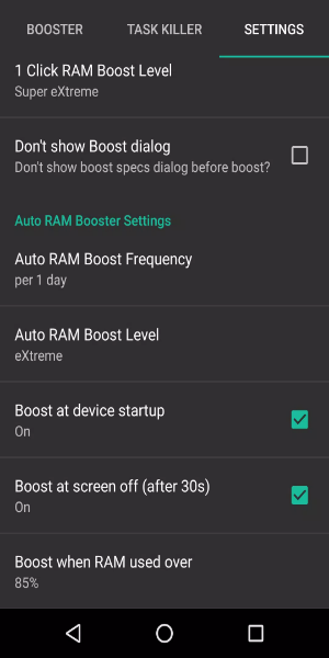 Schermata RAM Booster eXtreme Speed 2