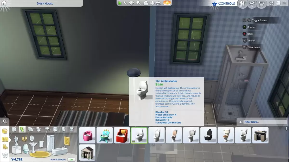O vaso sanitário embaixador como parte de um artigo sobre como reparar explosão de objeto quebrado do evento passado o Sims 4.