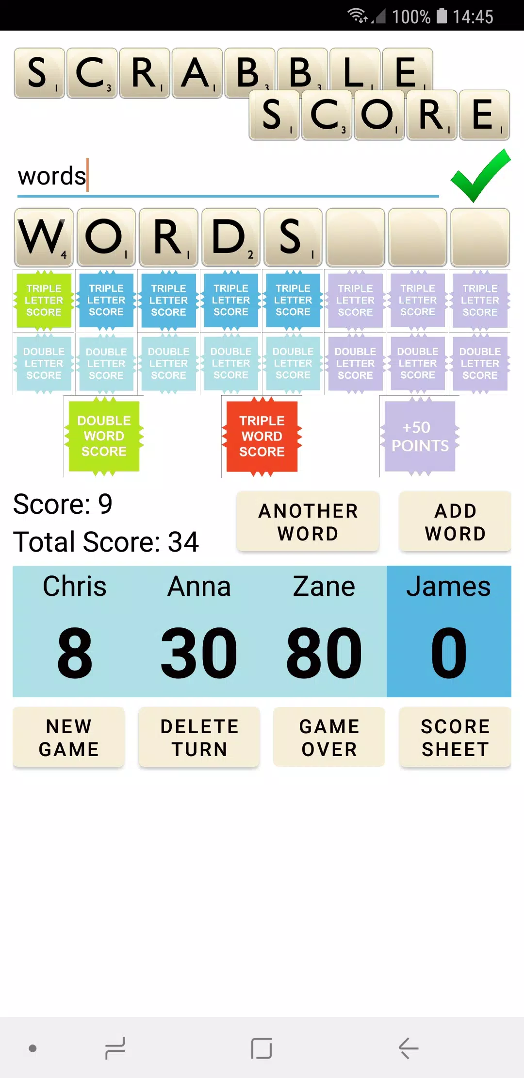 Scrabble Score स्क्रीनशॉट 1