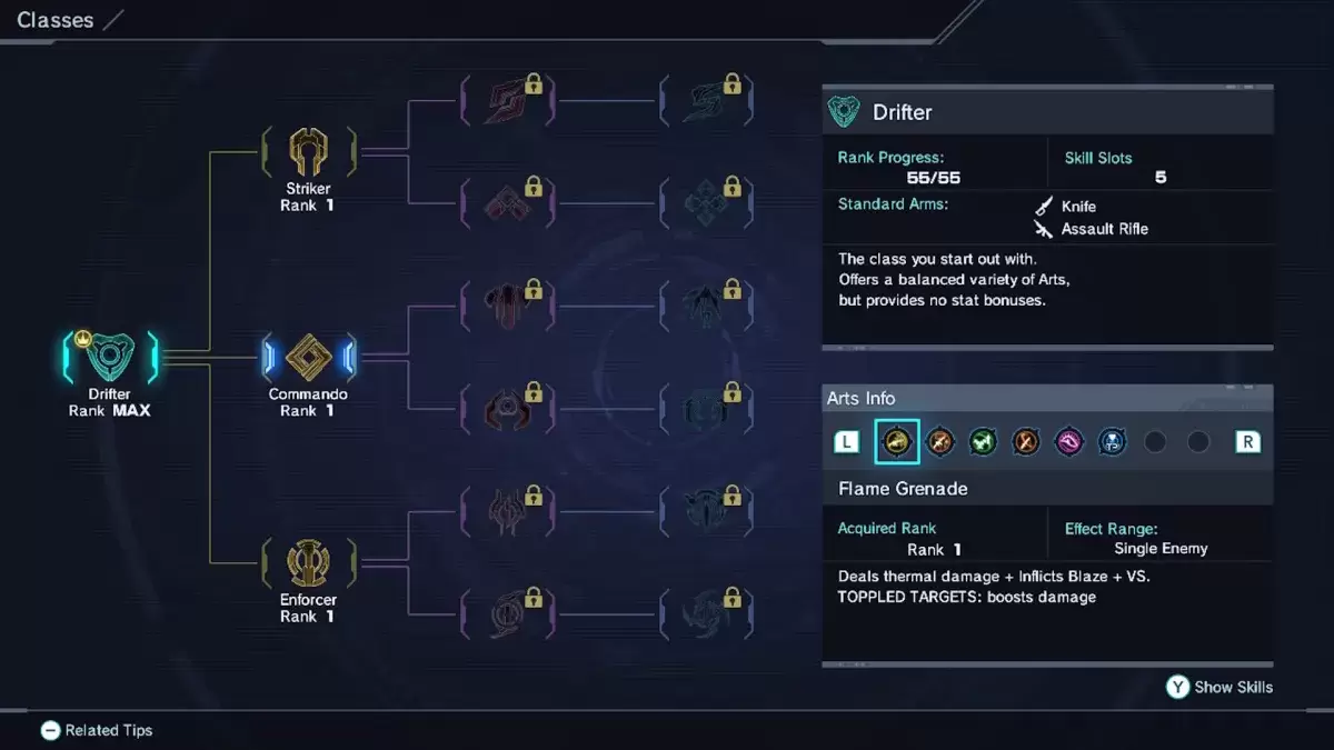 The Drifter class option in Xenoblade Chronicles X
