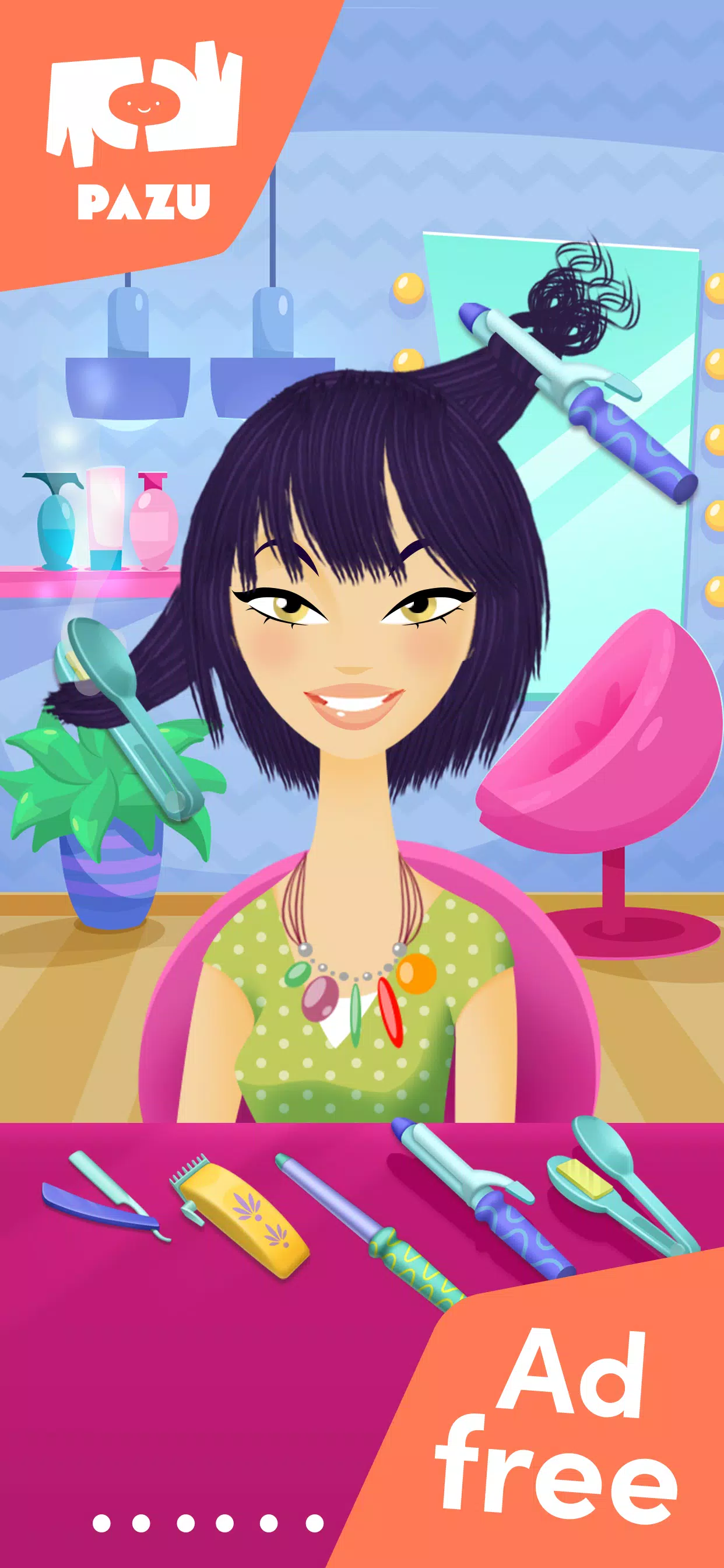 女の子のヘアサロン-子供向けヘアスタイリングゲーム スクリーンショット 1