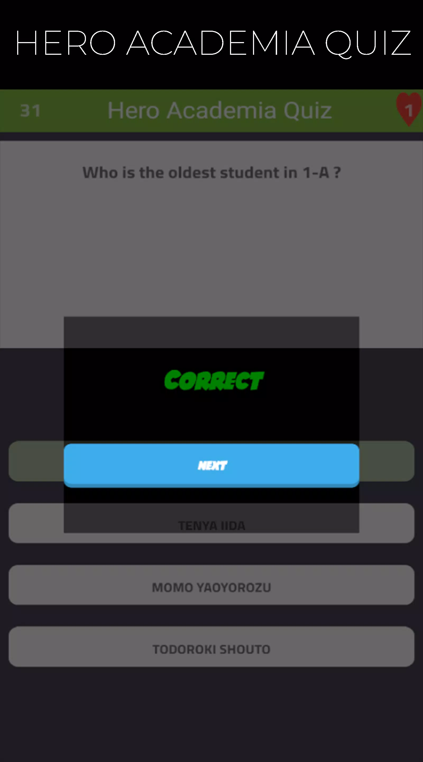 Quiz Game for Hero Academia স্ক্রিনশট 1