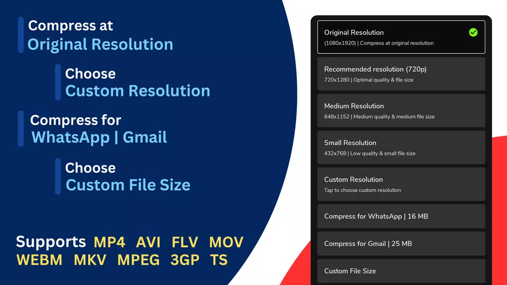 Reduce & compress video size Tangkapan skrin 1