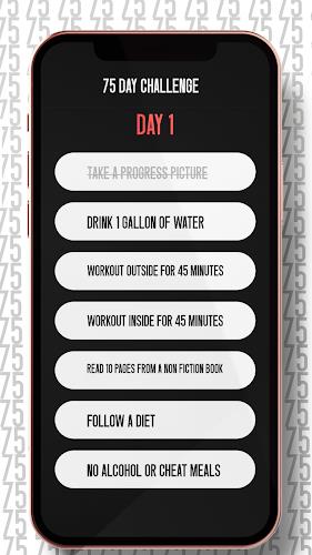 75 Day Hard Challenge Tracker Captura de tela 1