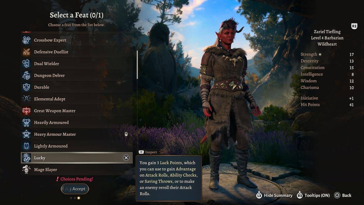 Obraz pokazujący bułkę Barbarzyńcę i Lucky Feat w Baldur's Gate 3 (BG3), w ramach artykułu o najlepszych wynikach do wyboru dla klasy.