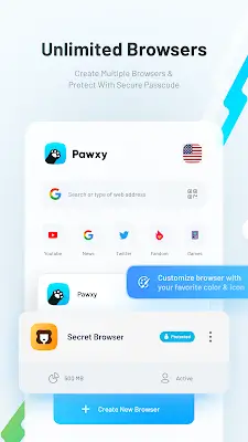 Pawxy - Fast VPN & Web Browser Schermafbeelding 0