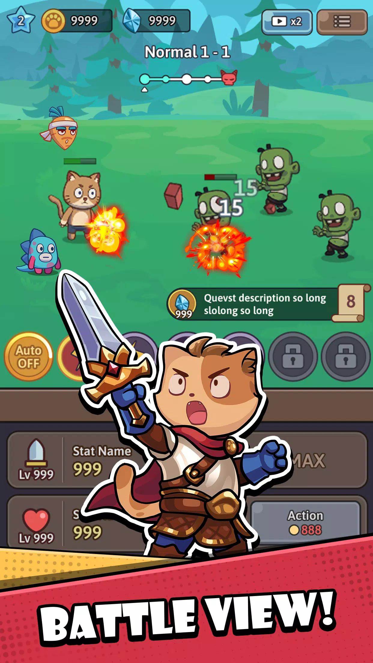 Cat Hero: Idle RPG War Captura de tela 0