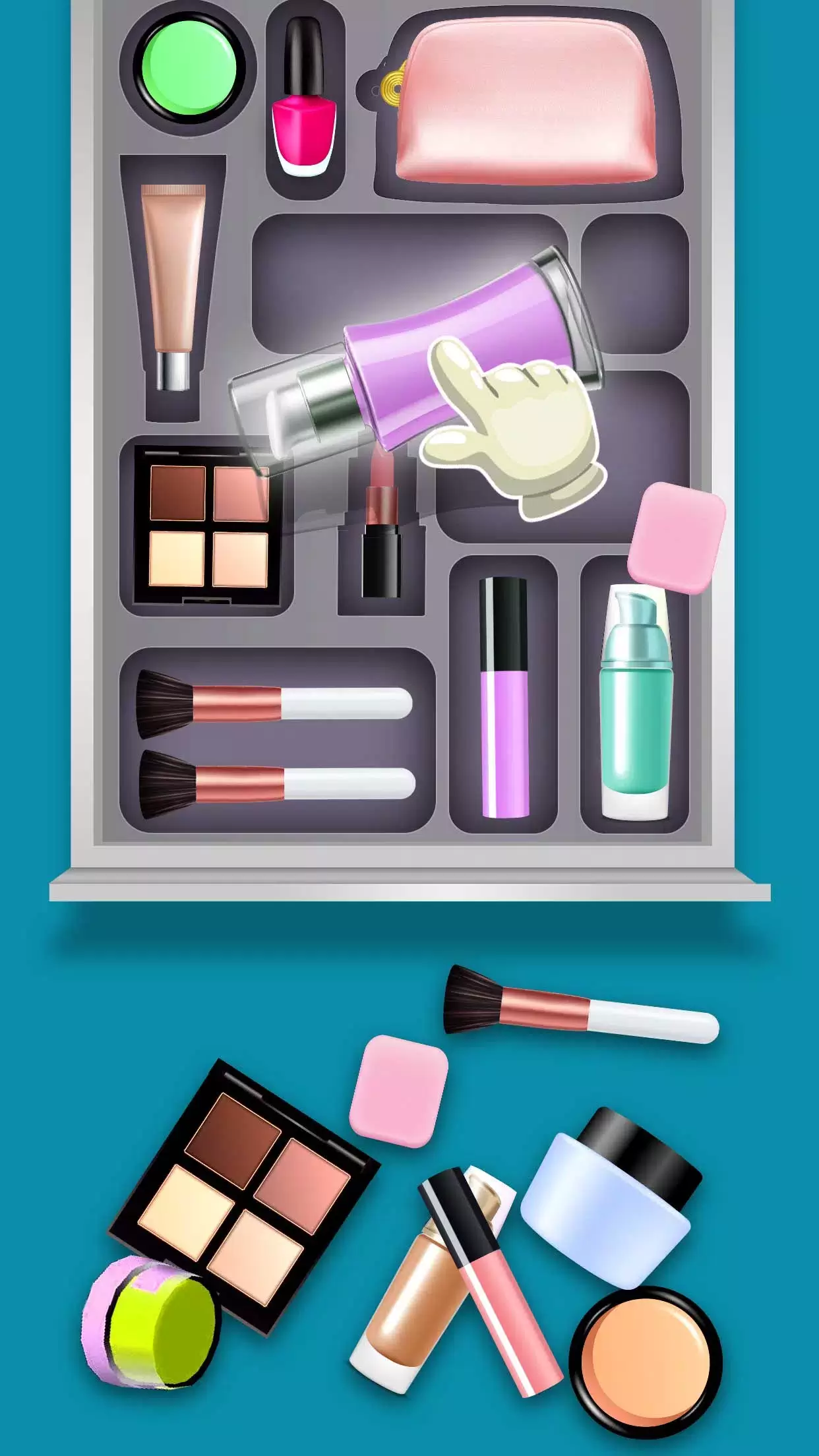 Fill the Makeup Organizer Game Zrzut ekranu 1