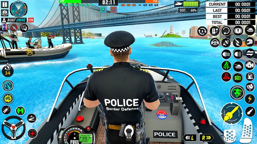 Police Boat Chase Crime Games Tangkapan skrin 0