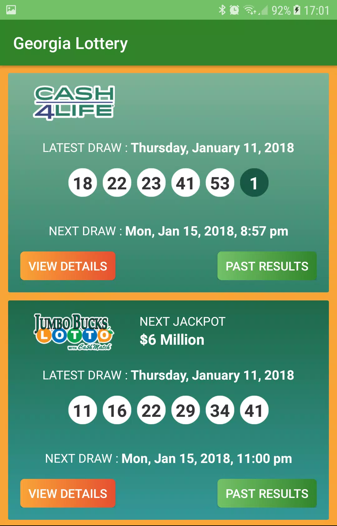 Georgia Lottery Results Zrzut ekranu 1